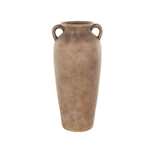 20" Copper Ceramic Antique Style Textured Vase with Handles